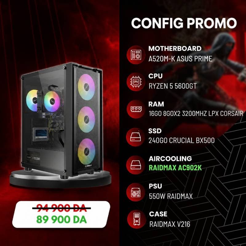 Redmax CONFIG /R5 5600GT/08GO RAM/240GO SSD/V216