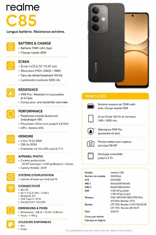 RealMe C85 6-128Gb Ch Noir