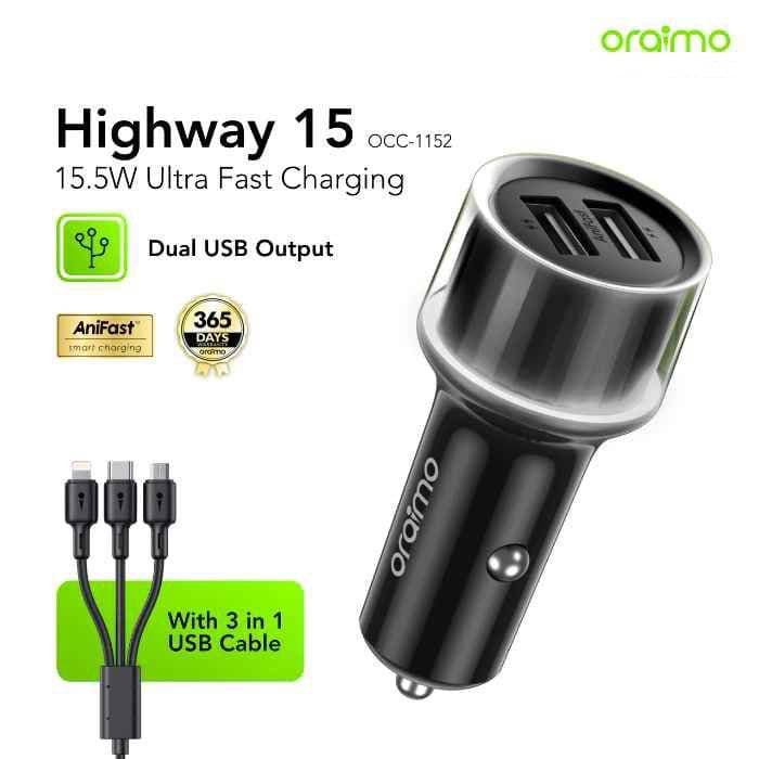 Oraimo Chargeur Auto 3In1 Occ-1152D